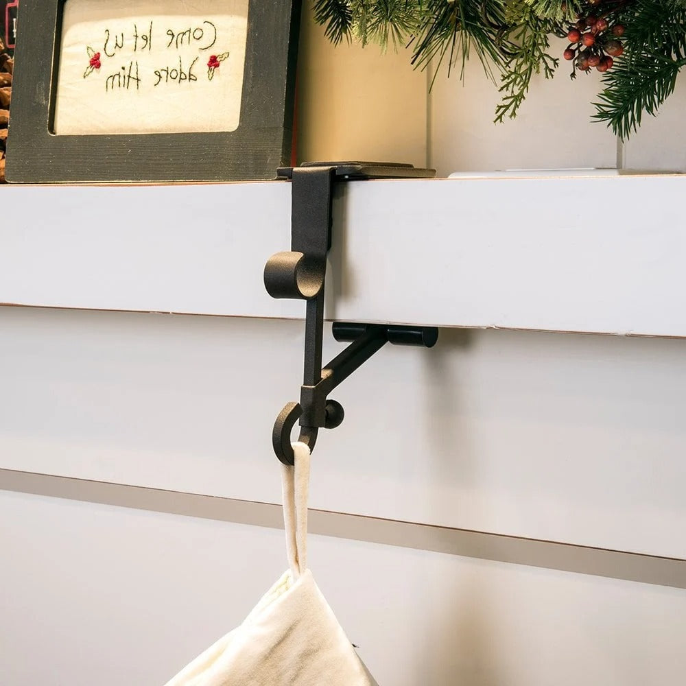 Adjustable Fireplace Stocking and Garland Hanger Set – Secure, Easy-Install Holiday Decor Display