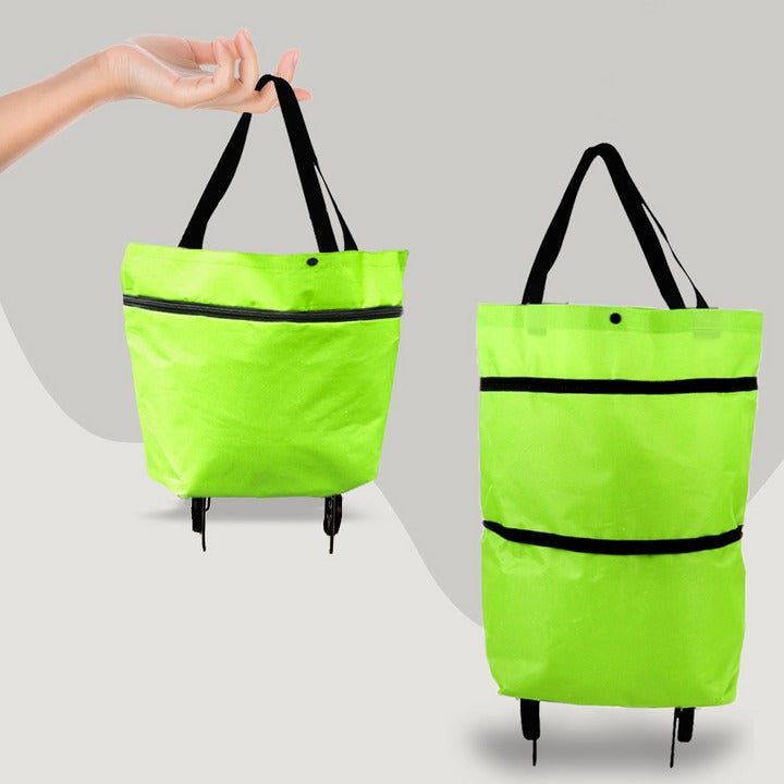 Compact 2-in-1 Foldable Shopping Bag with Wheels for Effortless Transport