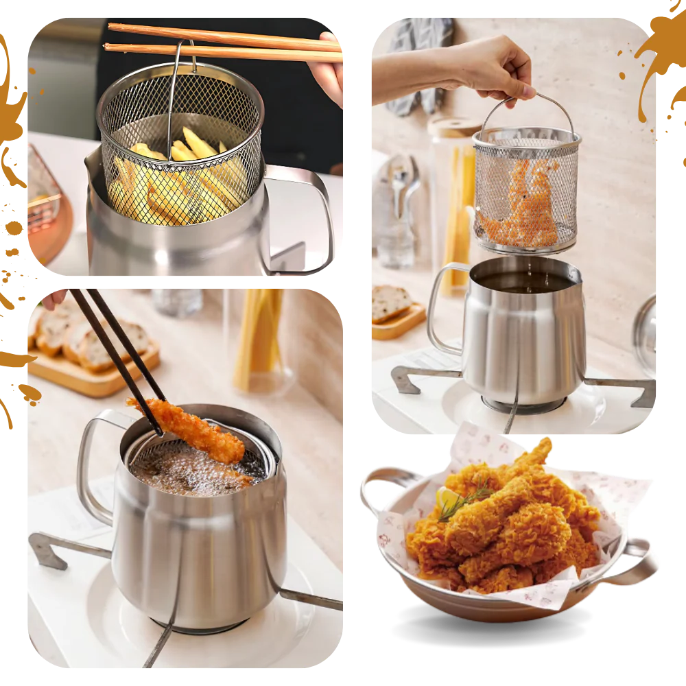 2-in-1 Stainless Steel Deep Frying Pot for Crispy, Golden-Fried Perfection