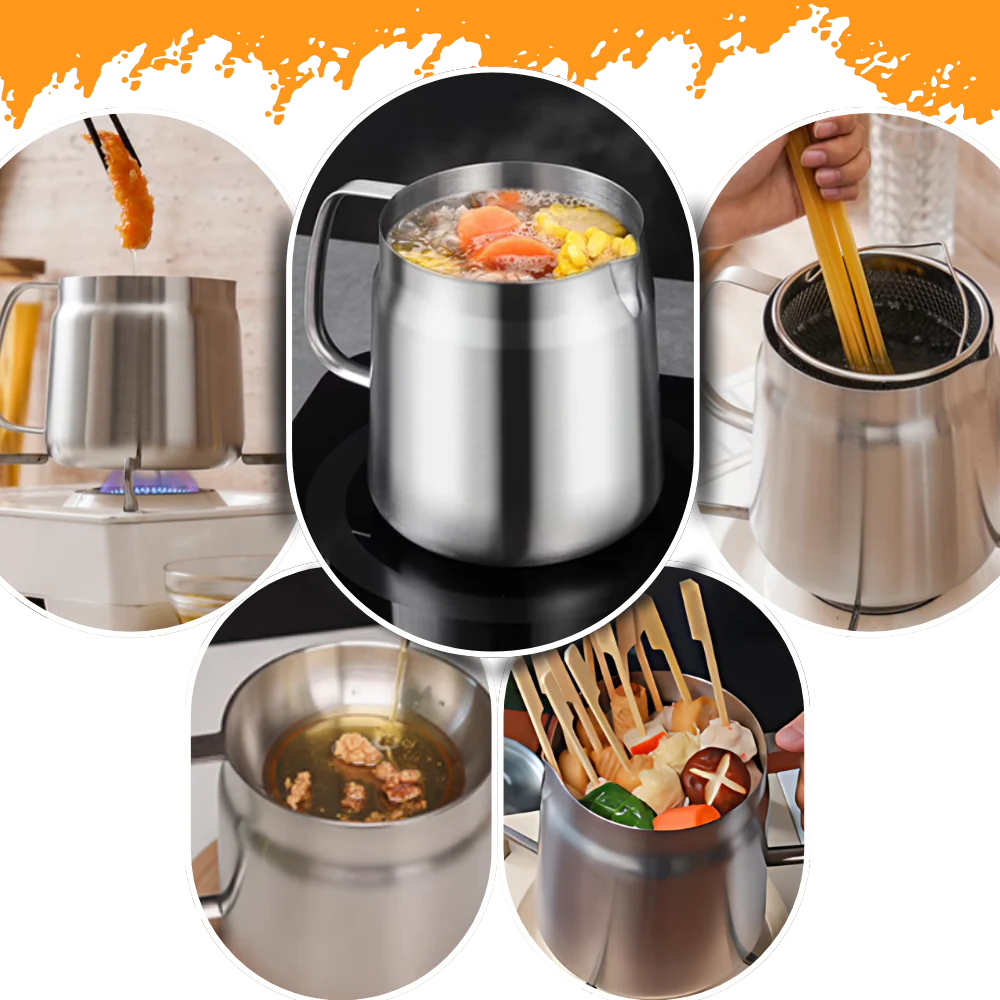 2-in-1 Stainless Steel Deep Frying Pot for Crispy, Golden-Fried Perfection