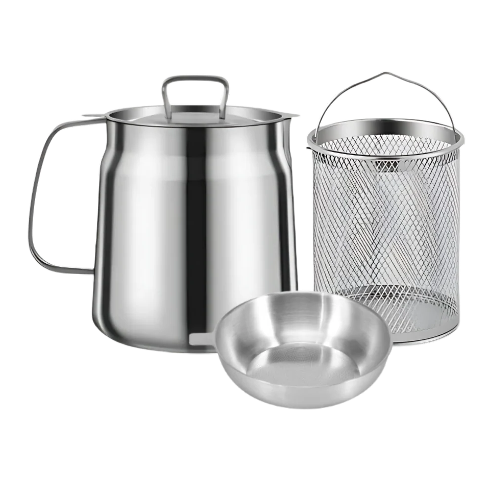 2-in-1 Stainless Steel Deep Frying Pot for Crispy, Golden-Fried Perfection