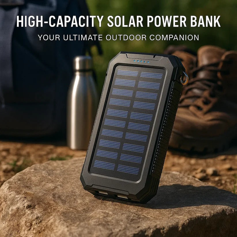 Massive 500,000mAh Solar Power Bank – Waterproof, Portable External Battery Pack