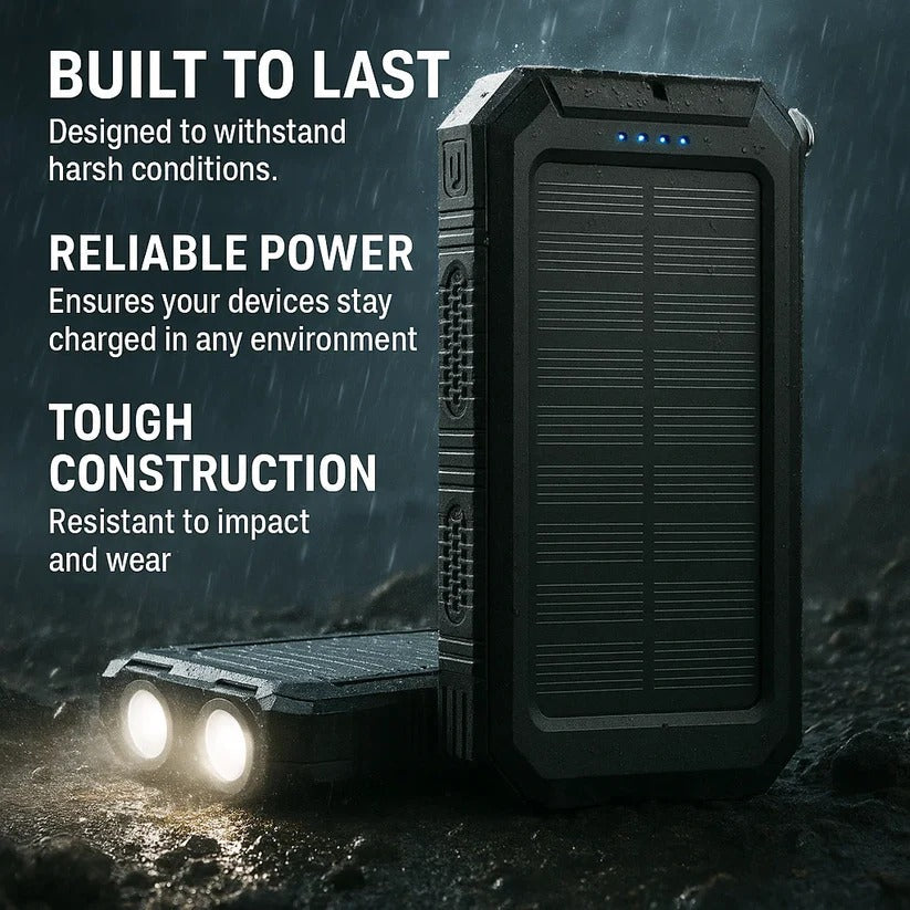 Massive 500,000mAh Solar Power Bank – Waterproof, Portable External Battery Pack