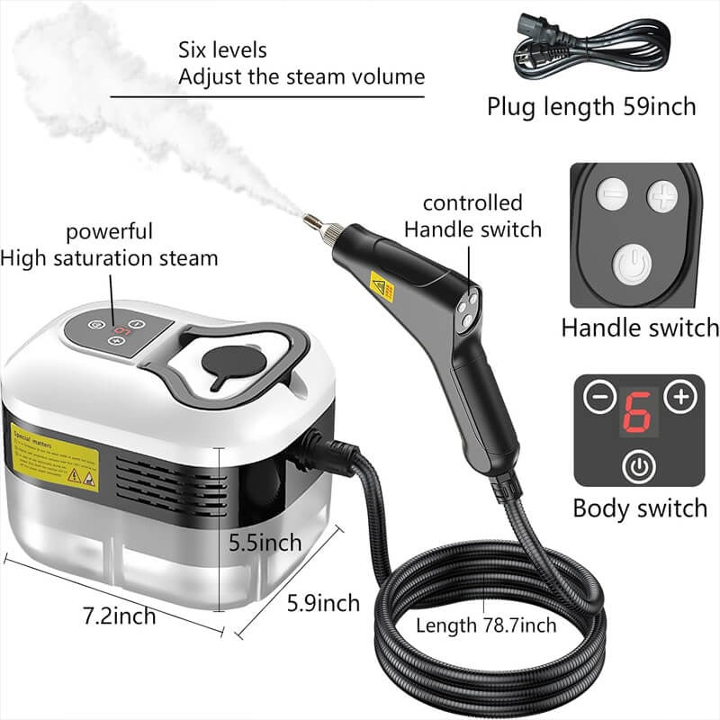 Powerful 2500W High-Pressure Steam Cleaner with Protective Gloves