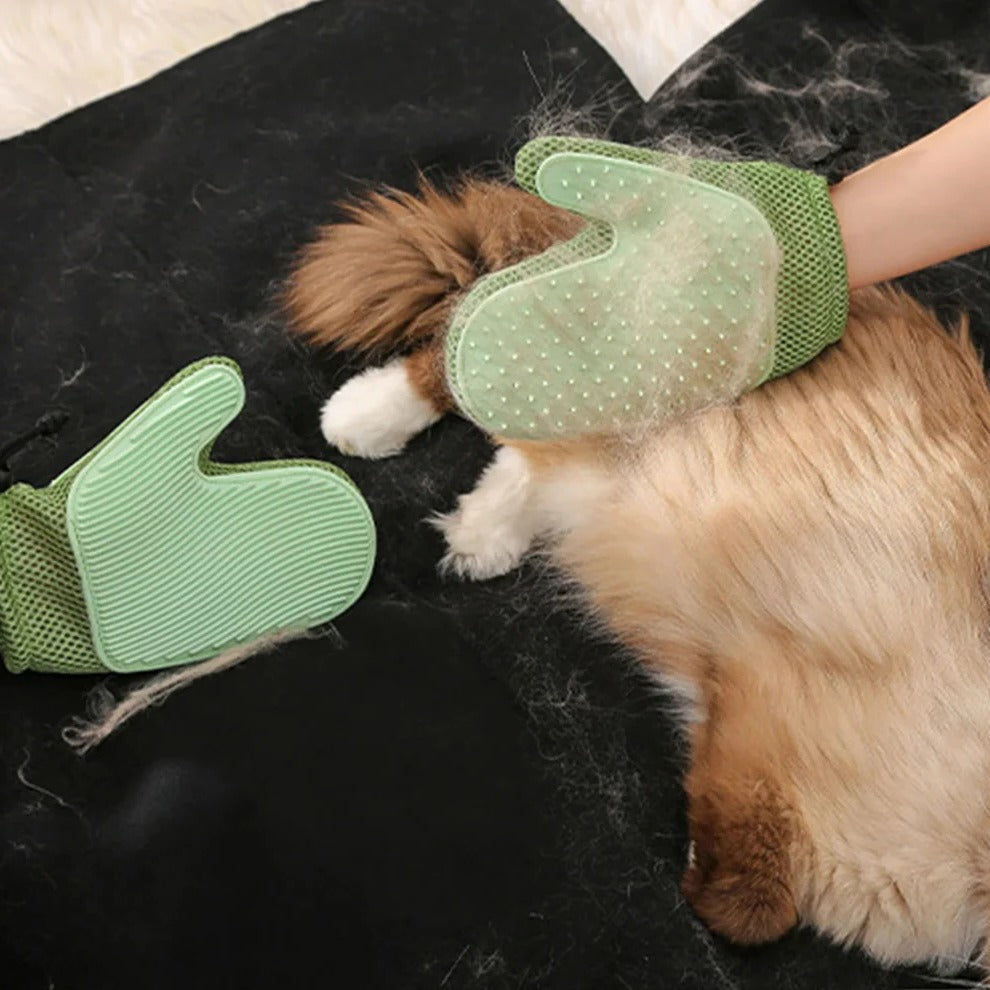 2-in-1 Cat Grooming Glove for Easy Brushing and Deshedding