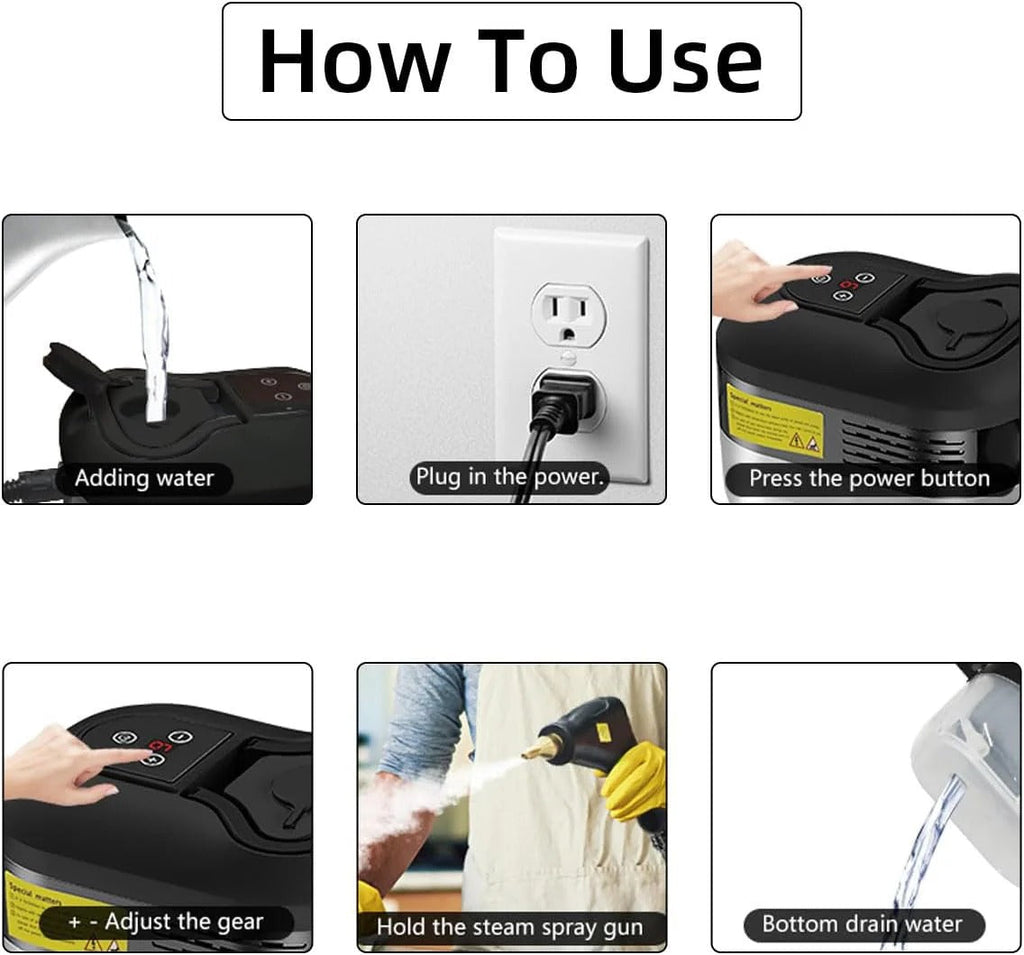 Powerful 2500W High-Pressure Steam Cleaner with Protective Gloves