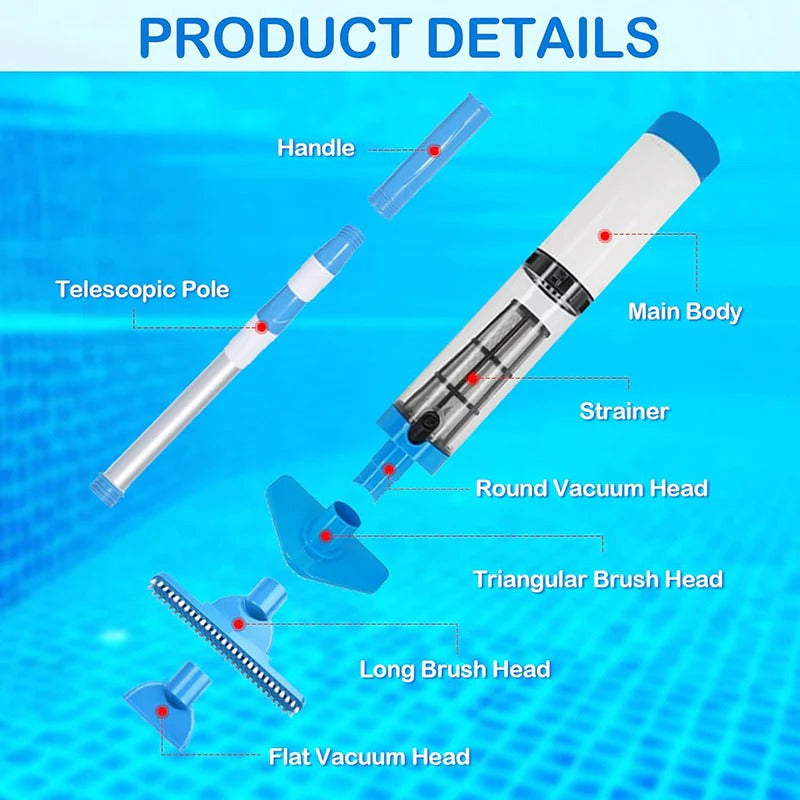 3-in-1 Cordless Pool Vacuum Cleaner - Rechargeable & Portable Cleaning Power