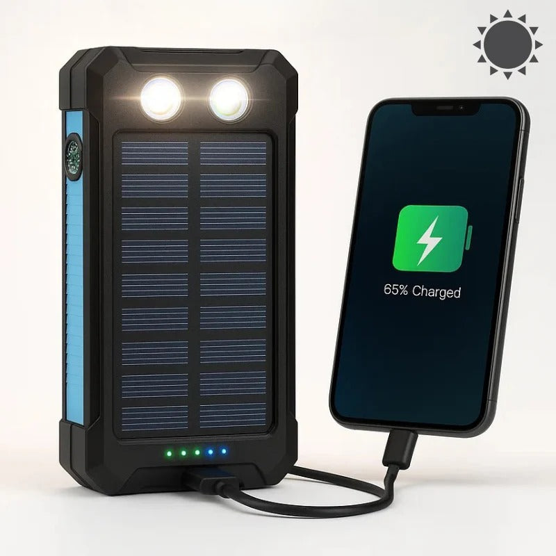 Massive 500,000mAh Solar Power Bank – Waterproof, Portable External Battery Pack
