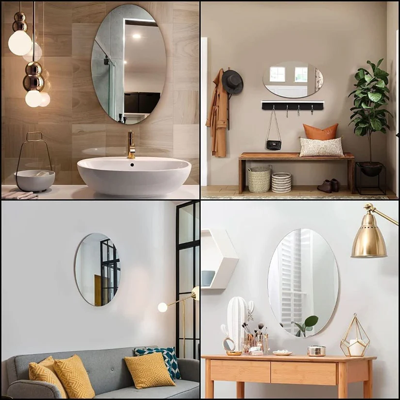 Self-Adhesive Oval Mirror - Easy Peel-and-Stick Wall Decor