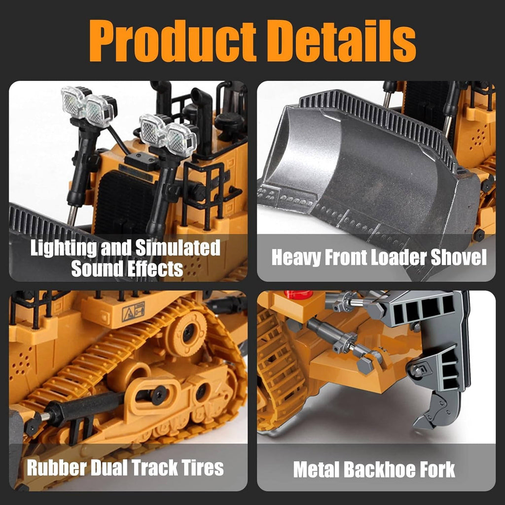4WD Remote-Control Excavator, Bulldozer & Dump Truck – All-in-One RC Construction Vehicle