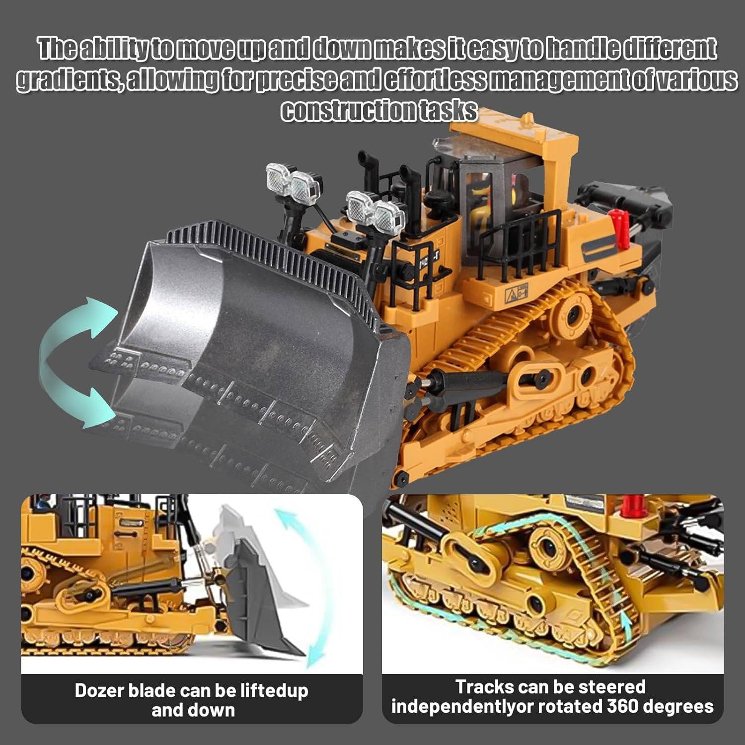4WD Remote-Control Excavator, Bulldozer & Dump Truck – All-in-One RC Construction Vehicle