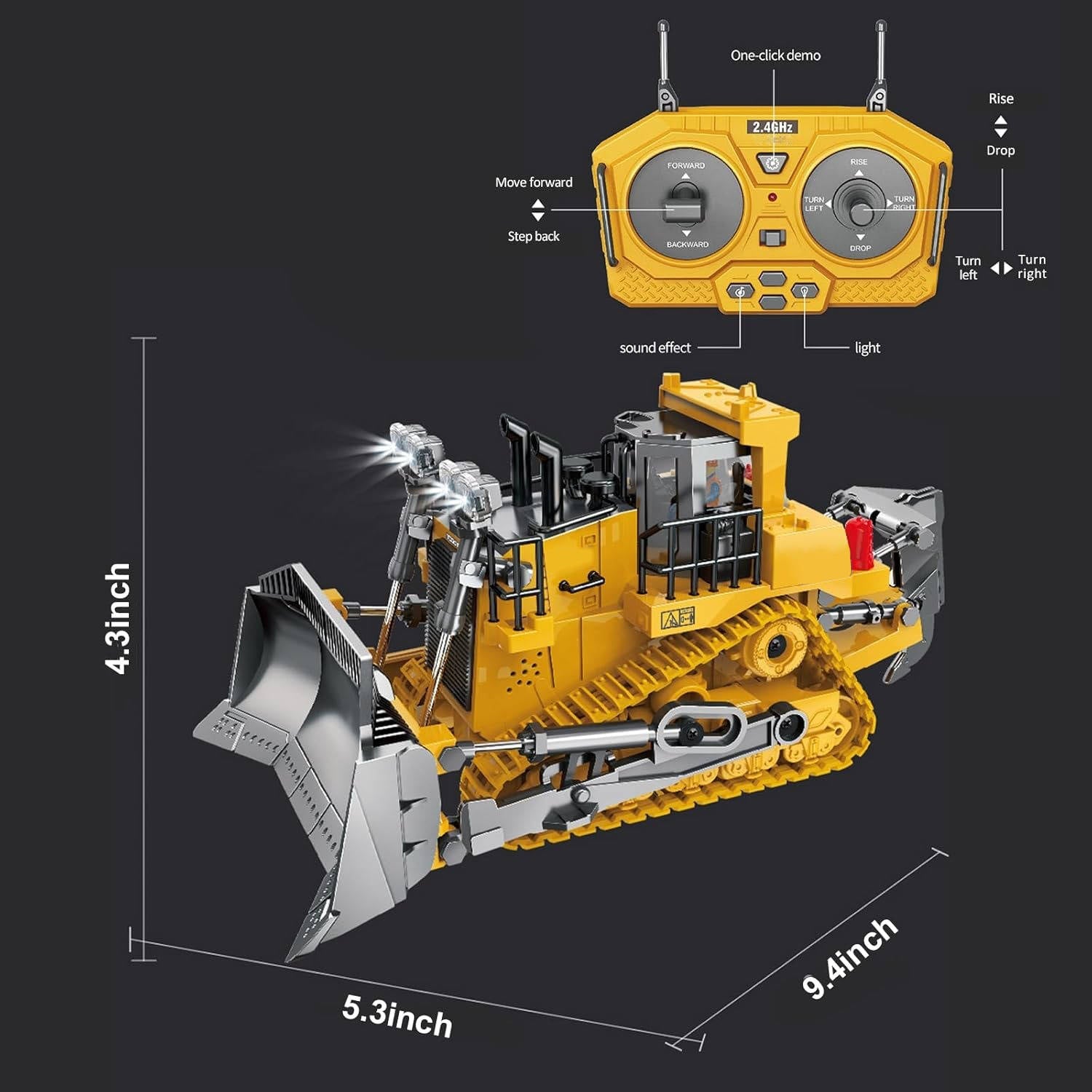 4WD Remote-Control Excavator, Bulldozer & Dump Truck – All-in-One RC Construction Vehicle