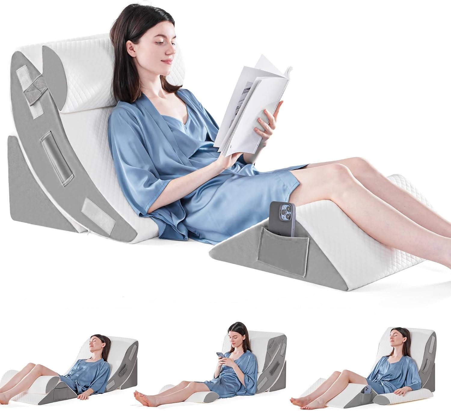 4-Piece Orthopedic Bed Wedge Pillow Set for Maximum Comfort and Support