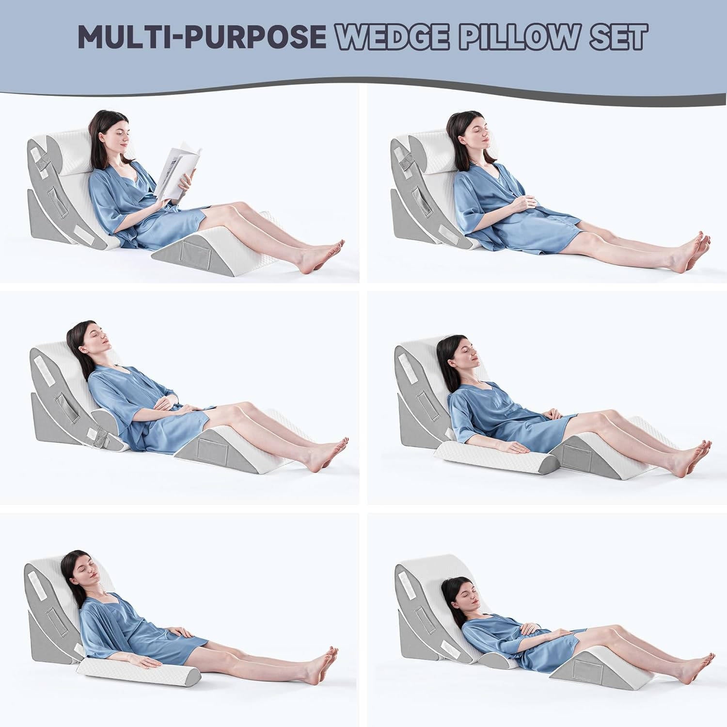 4-Piece Orthopedic Bed Wedge Pillow Set for Maximum Comfort and Support