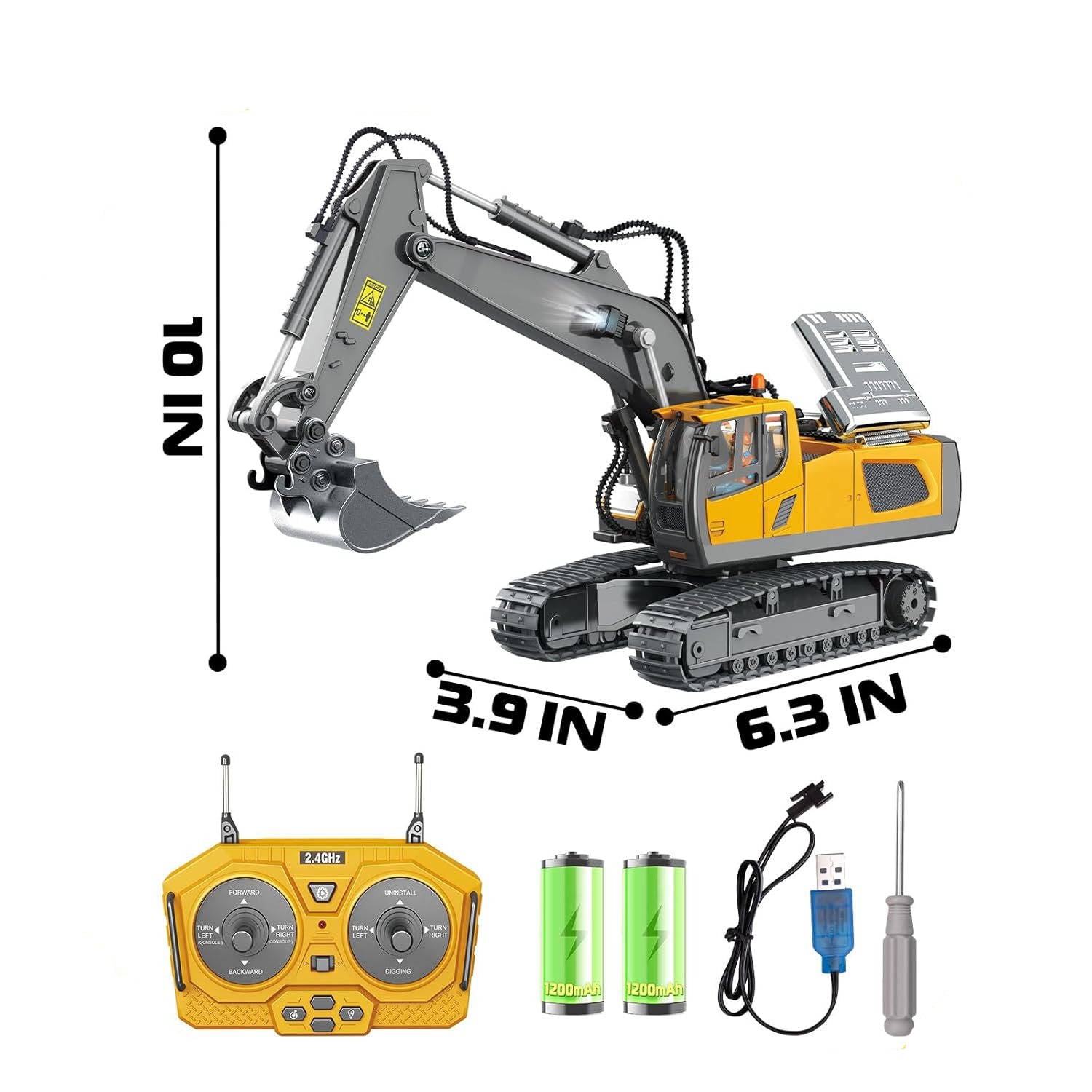 4WD Remote-Control Excavator, Bulldozer & Dump Truck – All-in-One RC Construction Vehicle