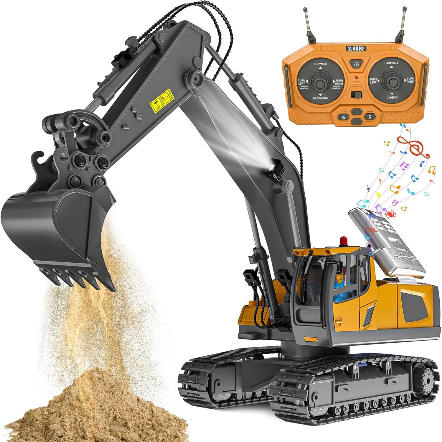 4WD Remote-Control Excavator, Bulldozer & Dump Truck – All-in-One RC Construction Vehicle