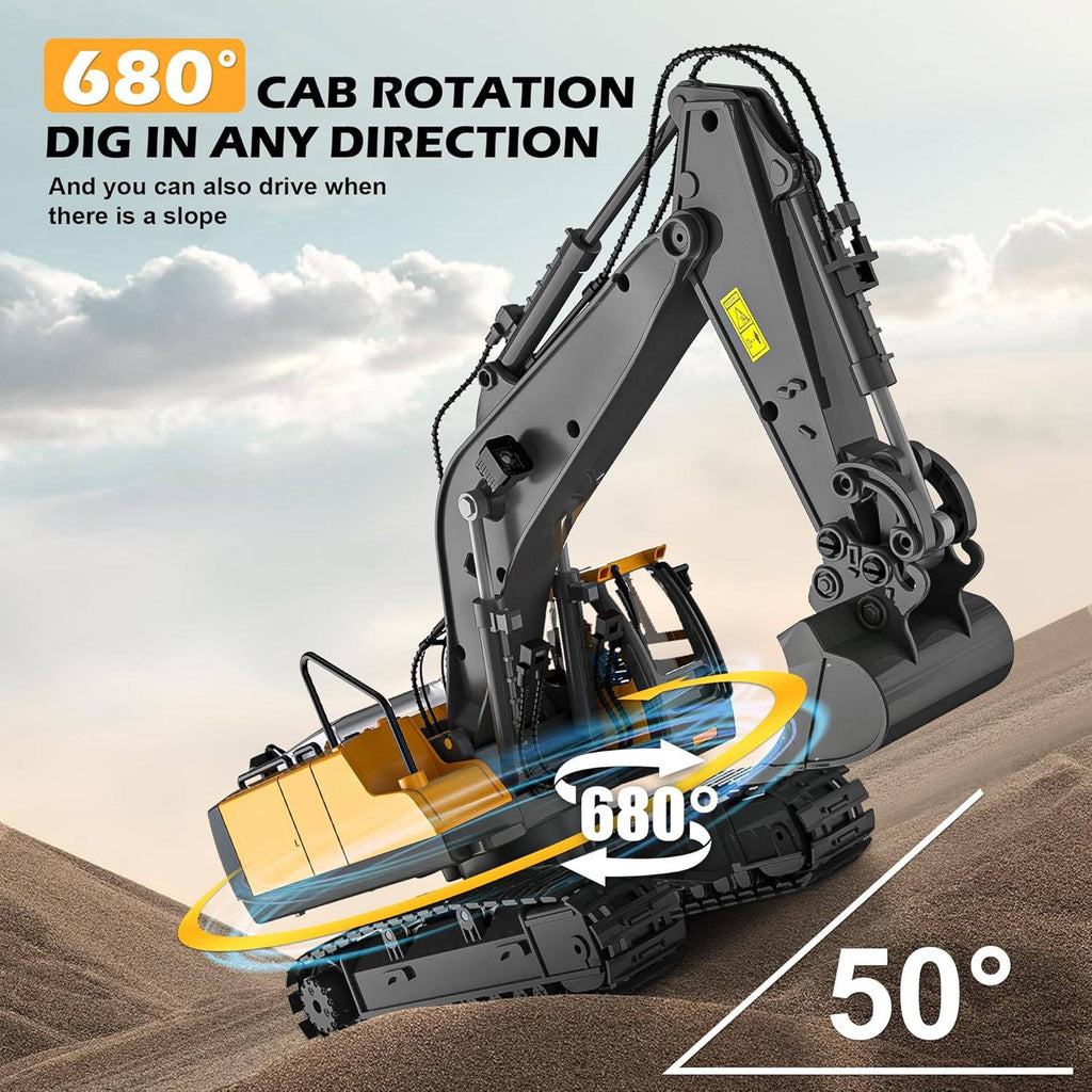 4WD Remote-Control Excavator, Bulldozer & Dump Truck – All-in-One RC Construction Vehicle