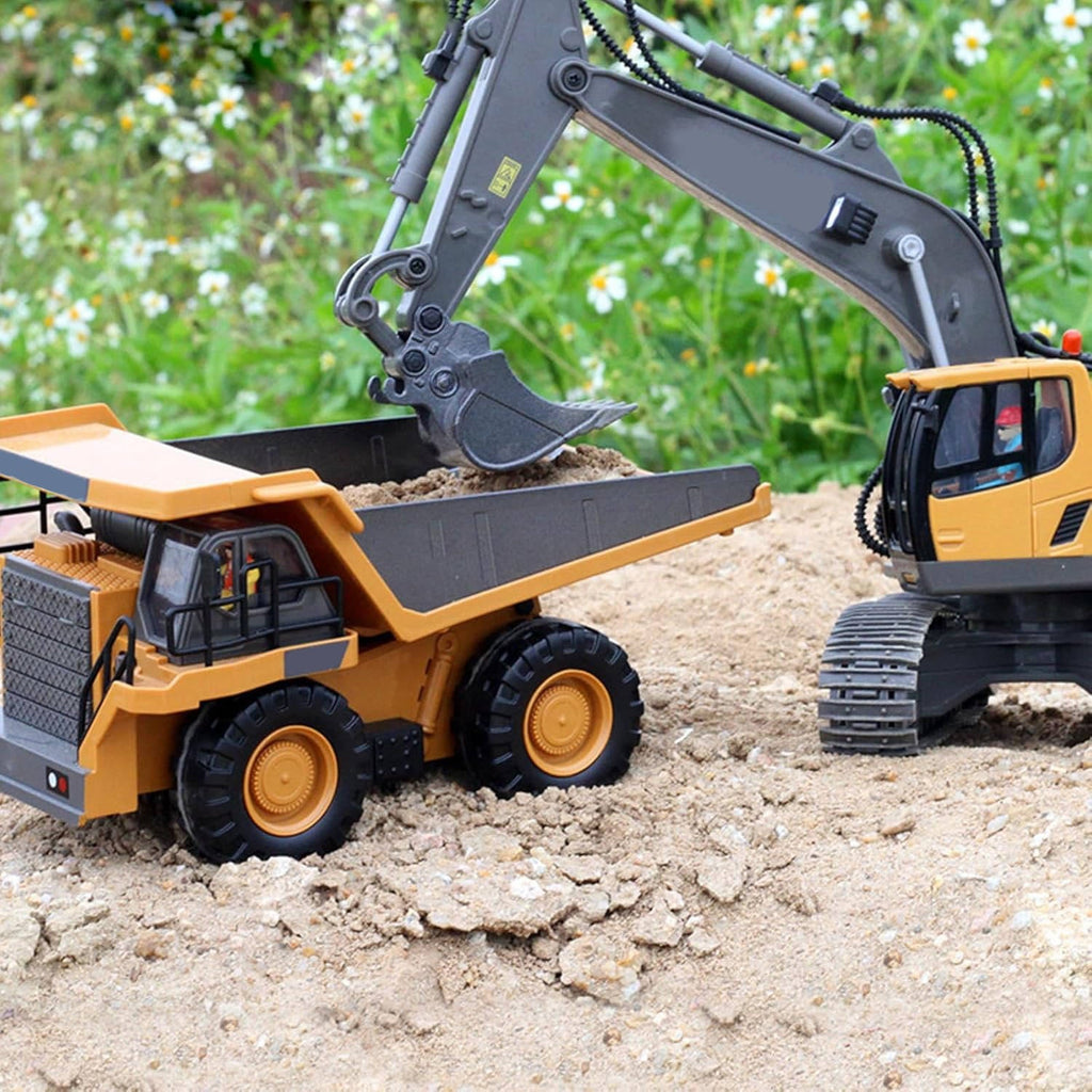 4WD Remote-Control Excavator, Bulldozer & Dump Truck – All-in-One RC Construction Vehicle