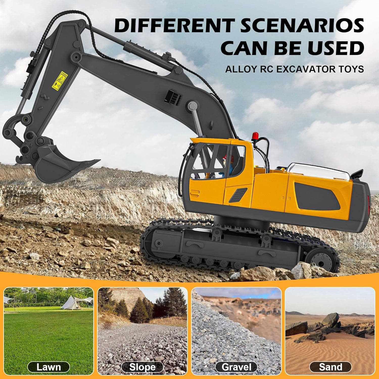 4WD Remote-Control Excavator, Bulldozer & Dump Truck – All-in-One RC Construction Vehicle