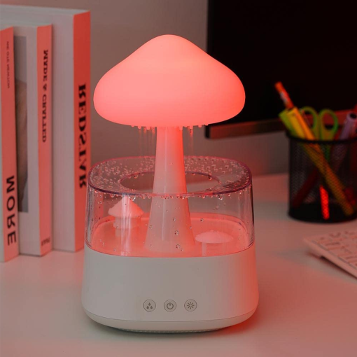 2-in-1 Desk Lamp & Humidifier - Rain Cloud Aromatherapy Diffuser with Essential Oils, Zen Diffuser & Night Light Rain Cloud Mushroom Lamp