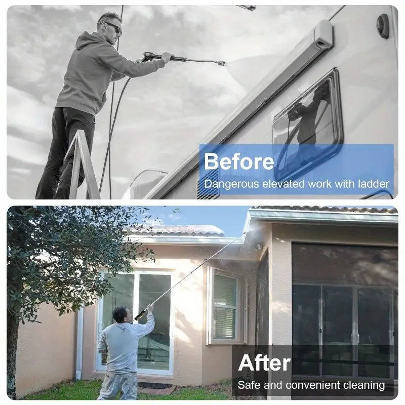 4000 PSI Telescoping Power Washer Extension Wands for Gutters, Roof Drainage & Exterior Wall Cleaning
