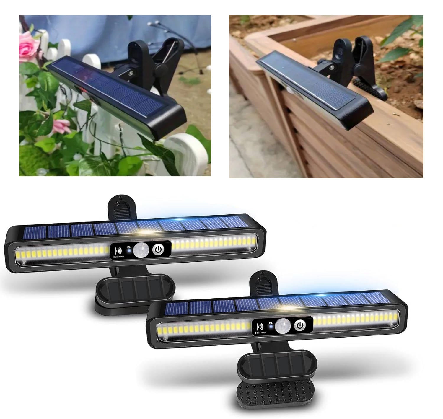 2-Pack Portable Solar Fence Lights