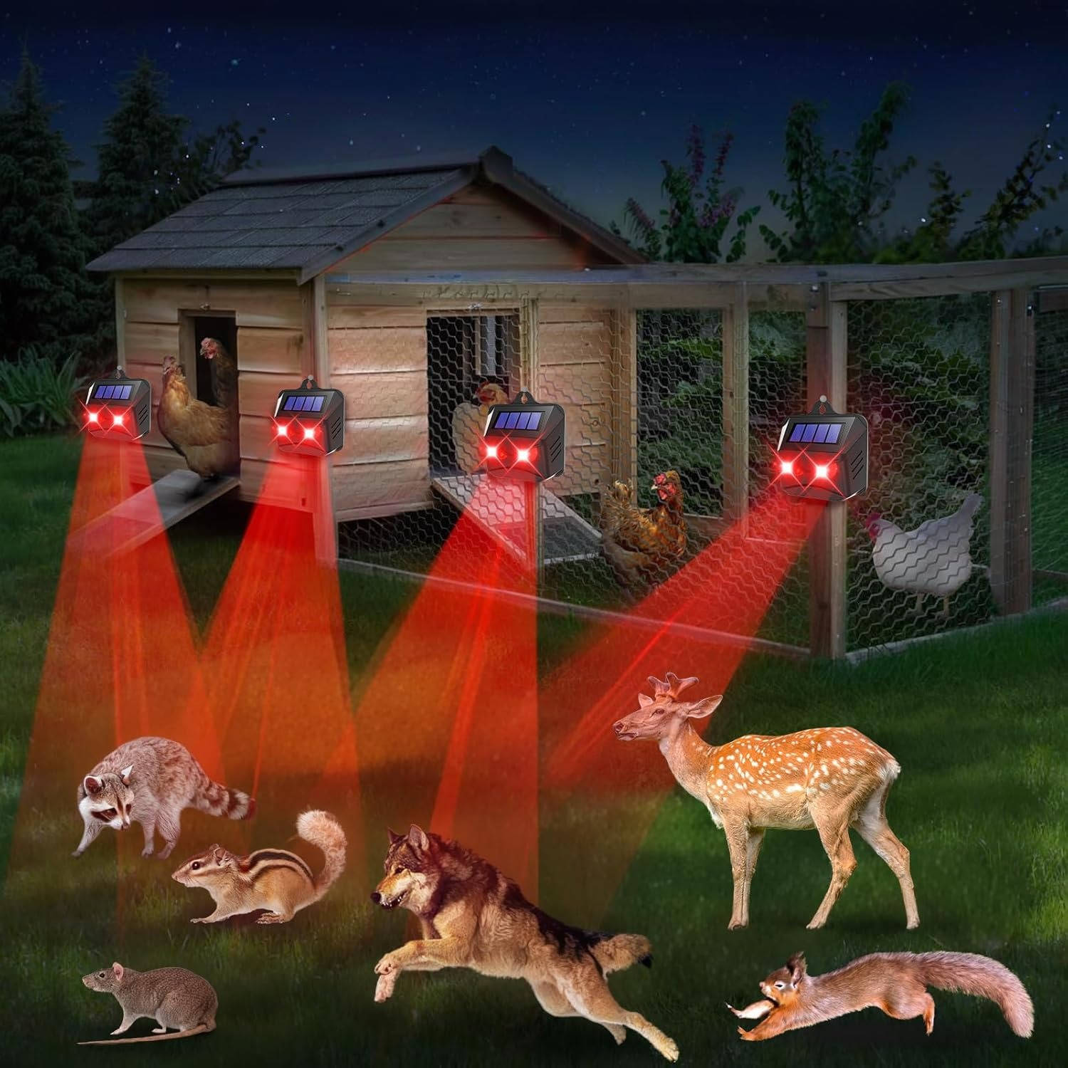 2-Pack Solar-Powered Ultrasonic Animal Repellers
