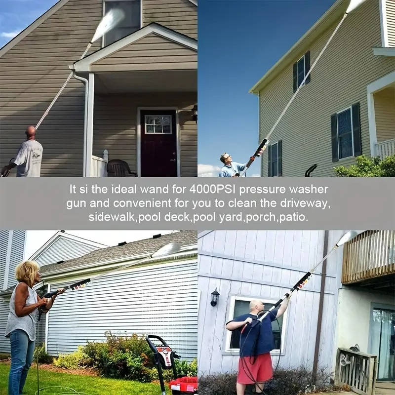 4000 PSI Telescoping Power Washer Extension Wands for Gutters, Roof Drainage & Exterior Wall Cleaning