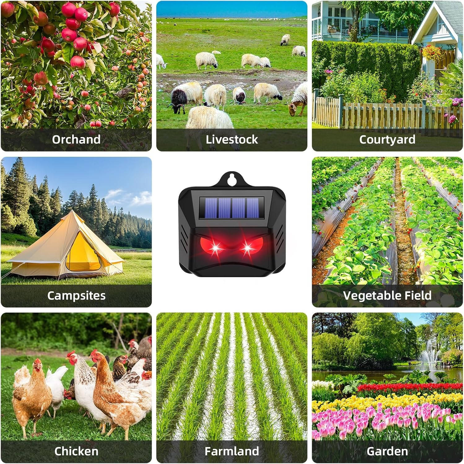 2-Pack Solar-Powered Ultrasonic Animal Repellers