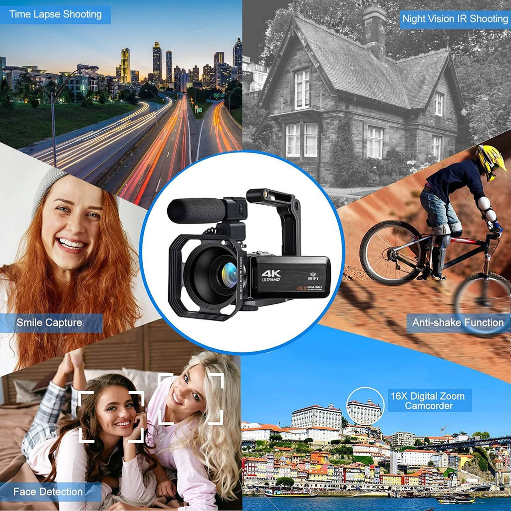 Premium 4K Camcorder with WiFi and 48MP Sensor for YouTube Vlogging