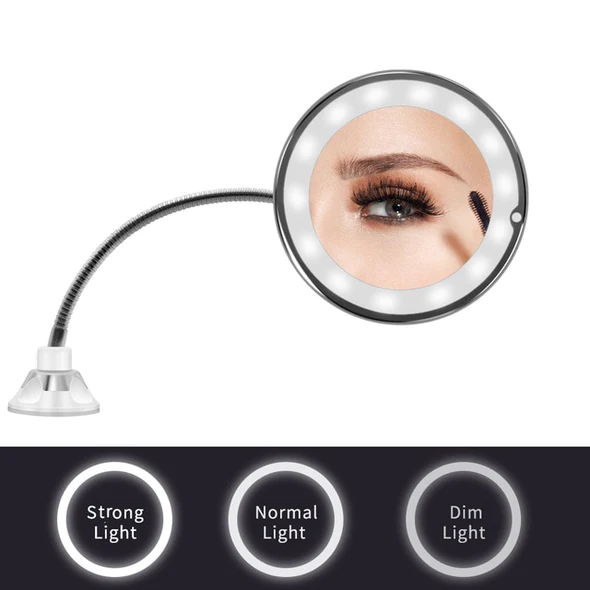 10x Magnifying LED-Lit Flexible Vanity Mirror