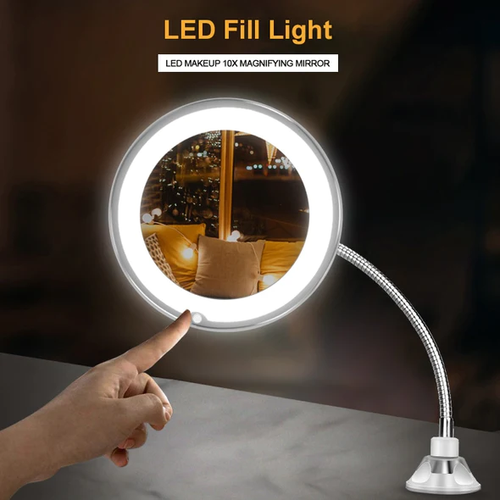 10x Magnifying LED-Lit Flexible Vanity Mirror