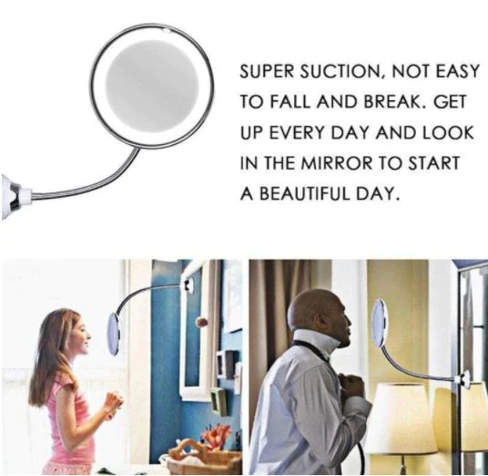 10x Magnifying LED-Lit Flexible Vanity Mirror