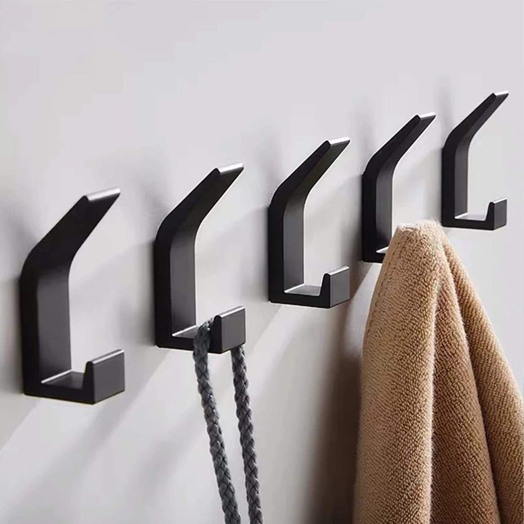 5-Pack Self-Adhesive Coat Hooks for Walls - Easy, No-Drill Installation