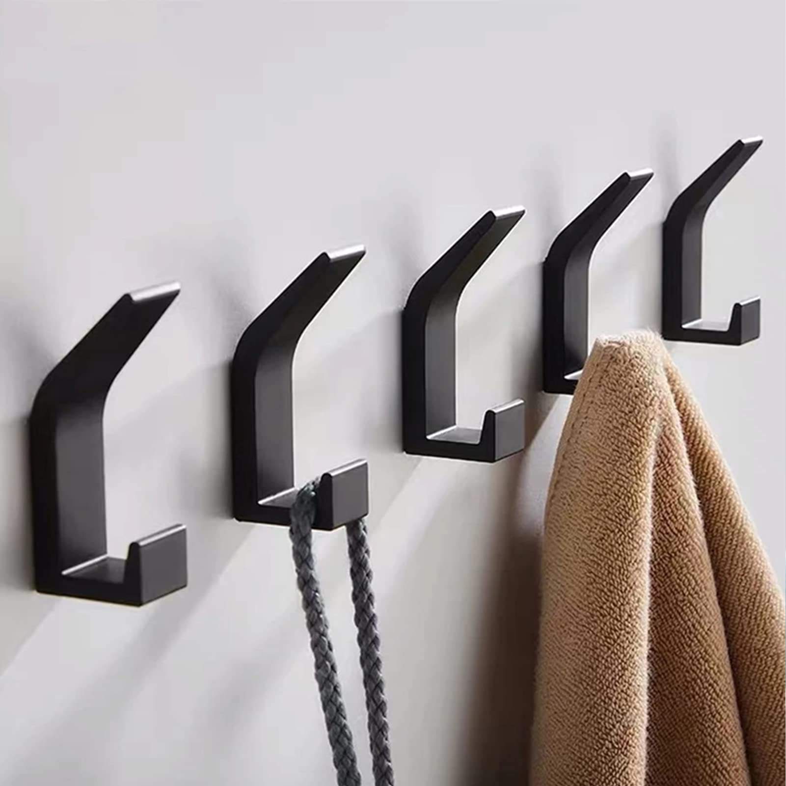 5-Pack Self-Adhesive Coat Hooks for Walls - Easy, No-Drill Installation