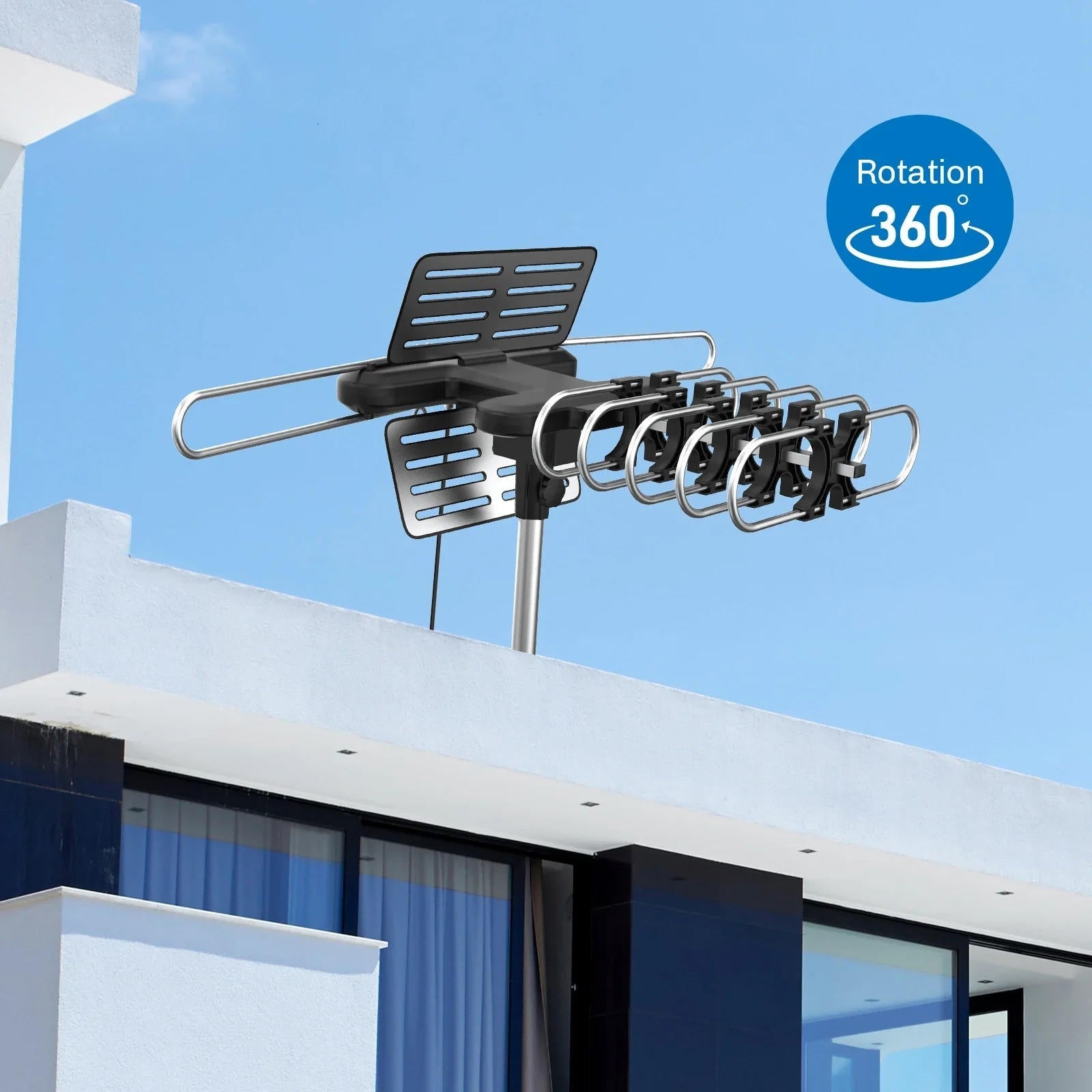 2025 Long-Range Digital Outdoor TV Antenna with 360° Motorized Rotation for Free HD Channels