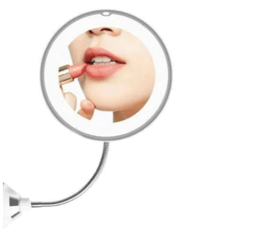 10x Magnifying LED-Lit Flexible Vanity Mirror