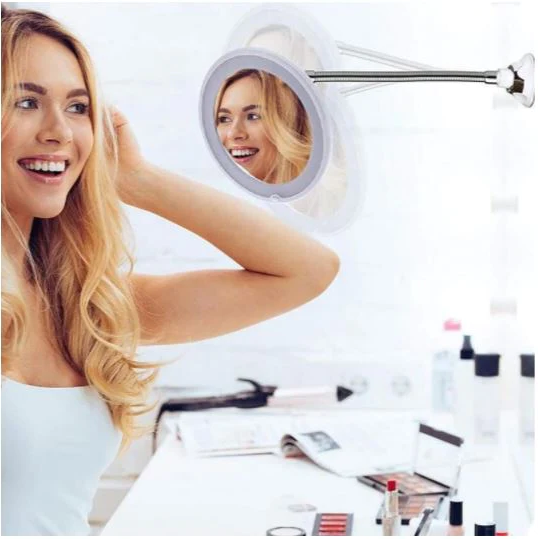 10x Magnifying LED-Lit Flexible Vanity Mirror