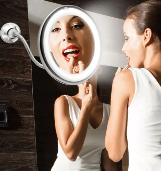 10x Magnifying LED-Lit Flexible Vanity Mirror