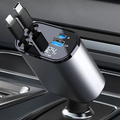 4-in-1 Retractable Car Charger - Multi-Port, On-the-Go Power