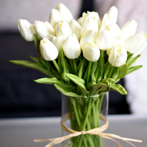 Set of 10 Realistic Artificial Tulip Flowers
