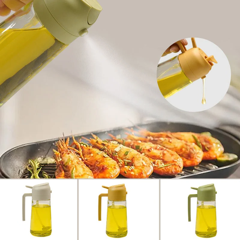 Dual-Function Glass Oil Sprayer and Dispenser - 2-in-1 Kitchen Essential