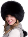 100% Natural Fox Fur Hat for Women - Thick Winter Fur Cap with Earmuffs, Warm and Fashionable