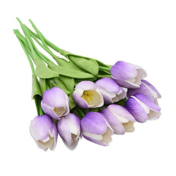 Set of 10 Realistic Artificial Tulip Flowers