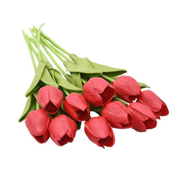 Set of 10 Realistic Artificial Tulip Flowers