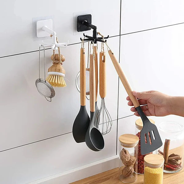 360° Swivel Self-Adhesive Utility Hook — Easy, Space-Saving Hanging Solution