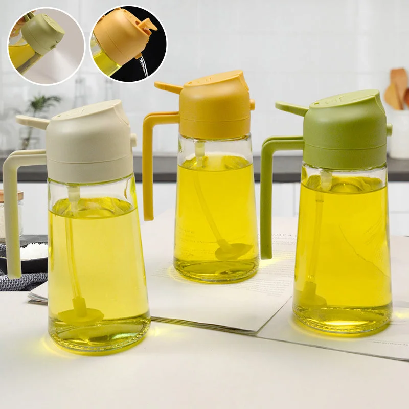 Dual-Function Glass Oil Sprayer and Dispenser - 2-in-1 Kitchen Essential