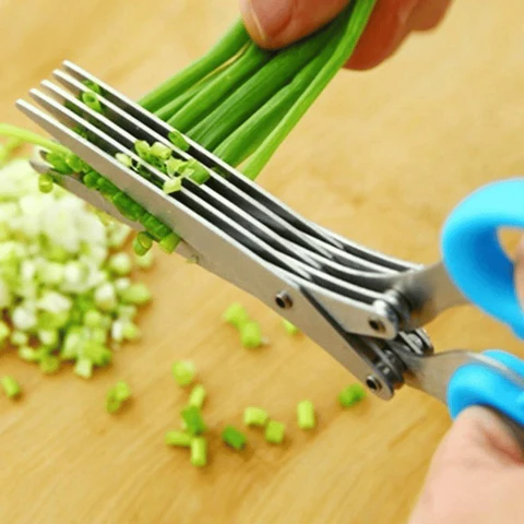 5-Blade Kitchen Salad Scissors for Fast, Precise Cutting