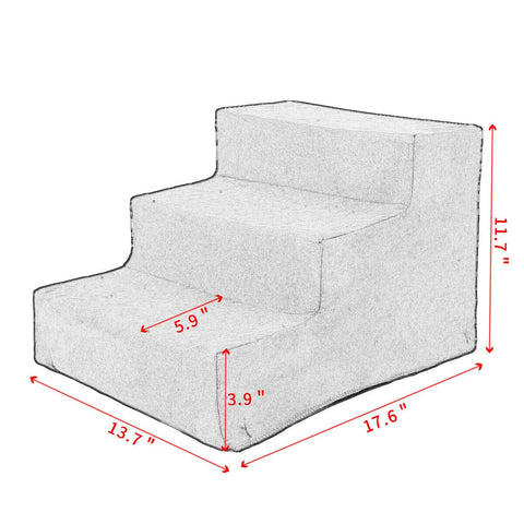 3-Step Portable Dog Stairs for Tall Beds