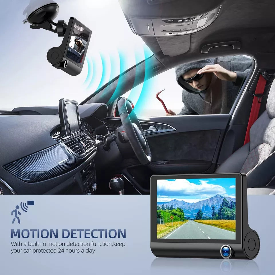 4-Inch Touchscreen Dual-Channel Dash Cam (Front & Rear)